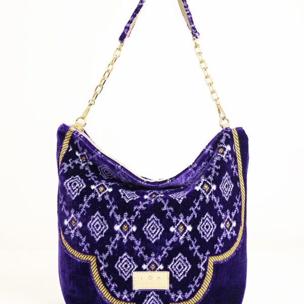KARAVAN Velvet Shoulder Bag | Purple Designer Hobo Bag | ΙΩΣΗΦΙΝΑ